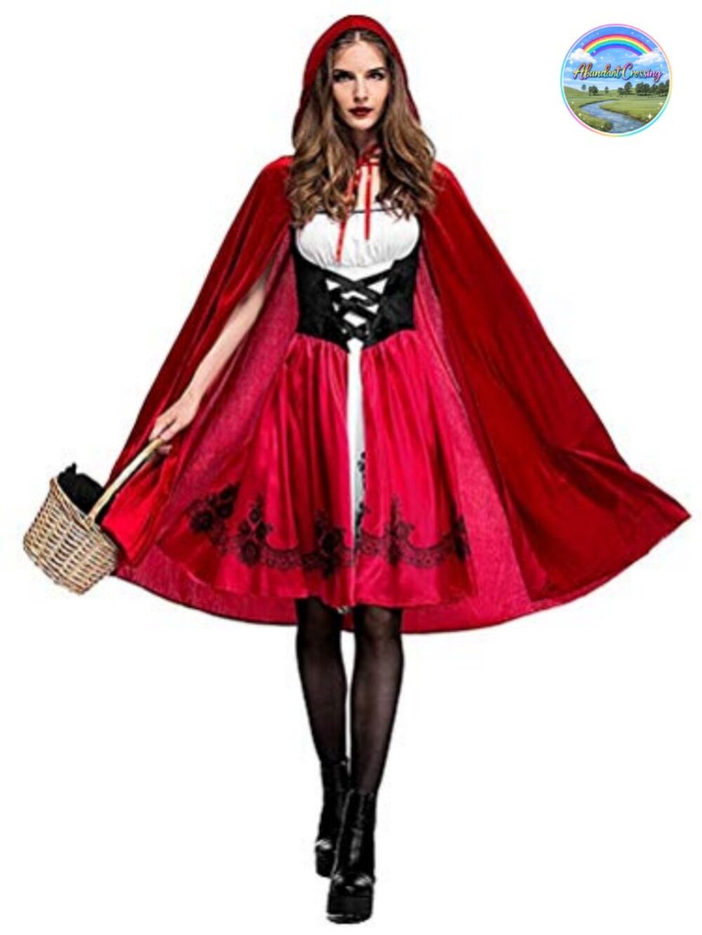 Little Red Riding Hood Costume Dress with Cape Polyester